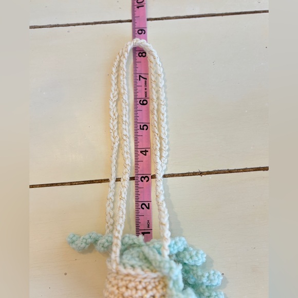 Crochet Hanging Plant Green Boho Home Decor Handmade - Picture 7 of 7